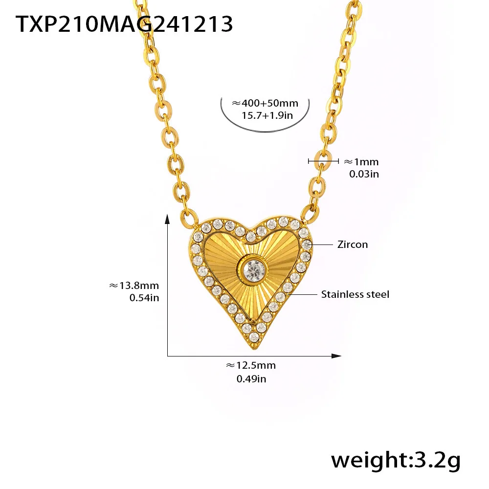 Vintage Herz Anhänger Halskette Armband Für Frauen Zirkon Wasserdichte Edelstahl Kette Bankett Täglichen Schmuck Geschenk – Detail 13