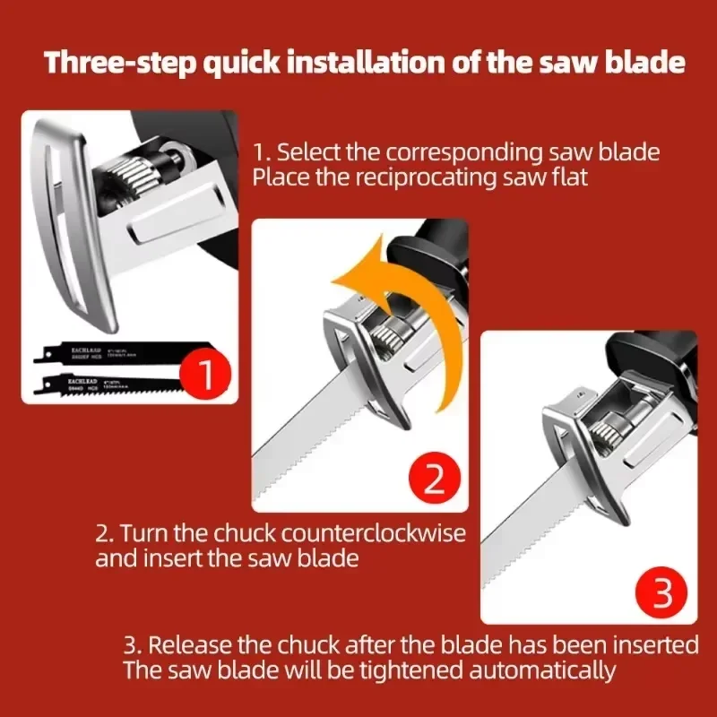 Cordless Reciprocating Saw For Dewalt 18V 20V Battery Electric Cutting Saber Saw Wood Metal Pipe Cutting Power Tools（No Battery） 4