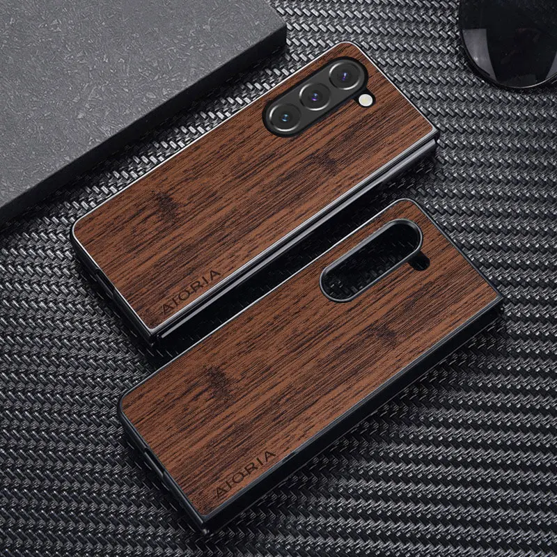 Luxury Bamboo Wood Pattern Leather Phone Case for Samsung Galaxy Z Fold6 5G