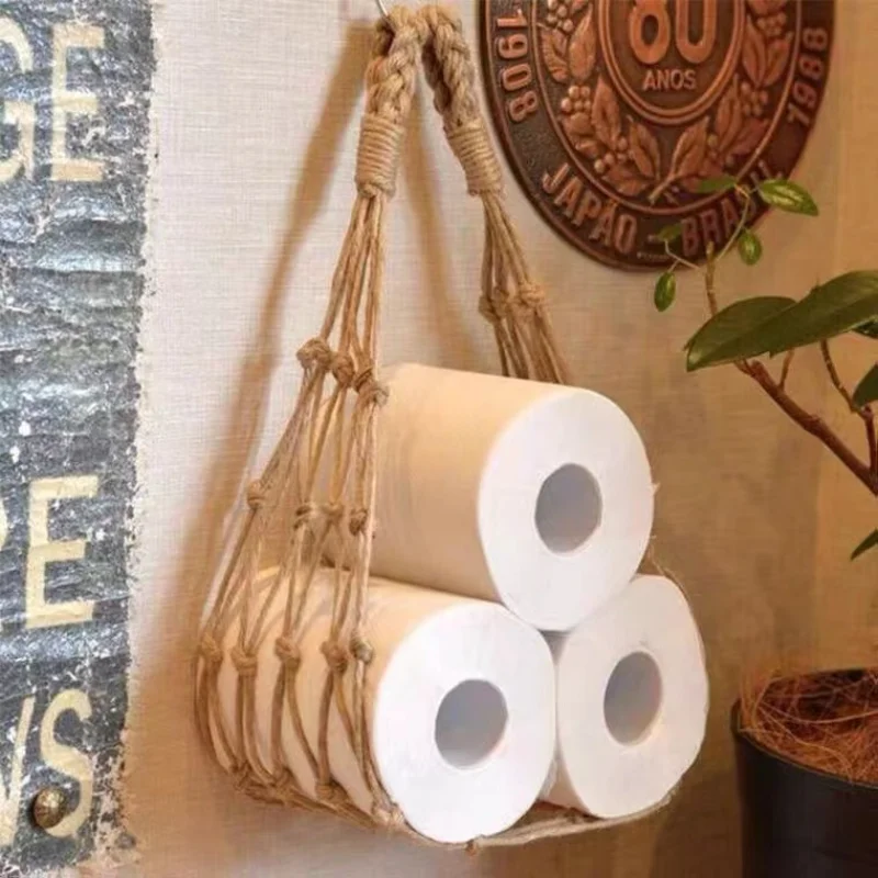 Natural Toilet Paper Holder, Roll Storage, Paper Towel Holders, Book Organizer, Bathroom Accessories, Kitchen Basket