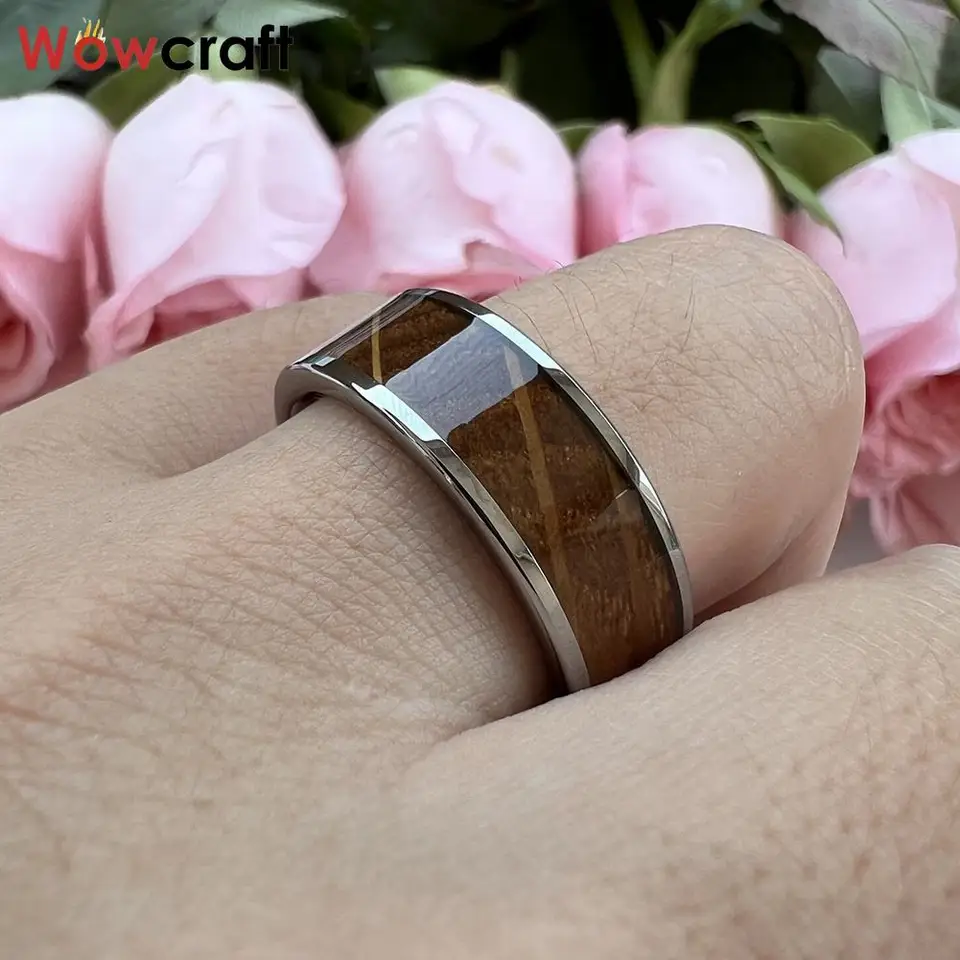 Anello In Tungsteno Heartbeat, Anello Da Uomo In Tungsteno, Fascia Da 8 - Foto 6