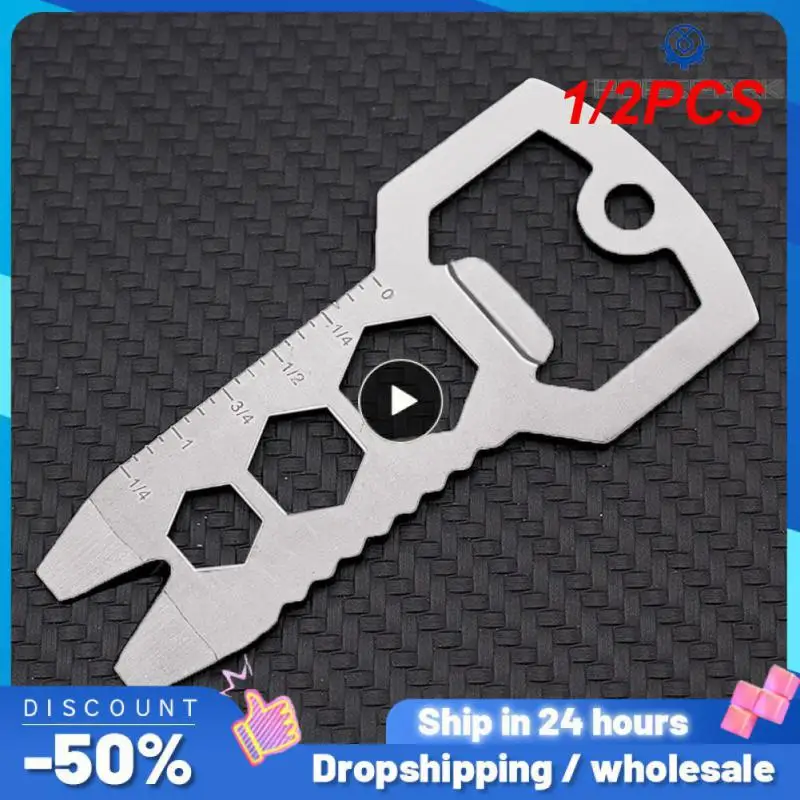 

1/2PCS Key Tools Outdoor Stainless Steel Multi-Tool Key Shaped Pocket Tool For Keychain W/Bottle Opener Bottle Opener Kitchen