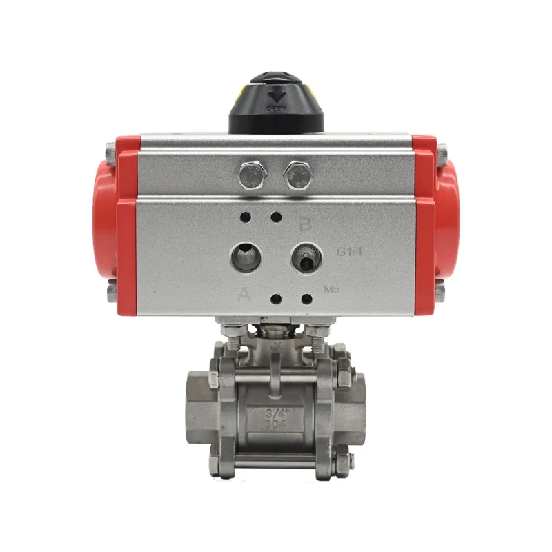 JTAIV High Quality DN50 Sanitary Stainless Steel Single/Double Acting 3PC Pneumatic Threaded Ball Valve