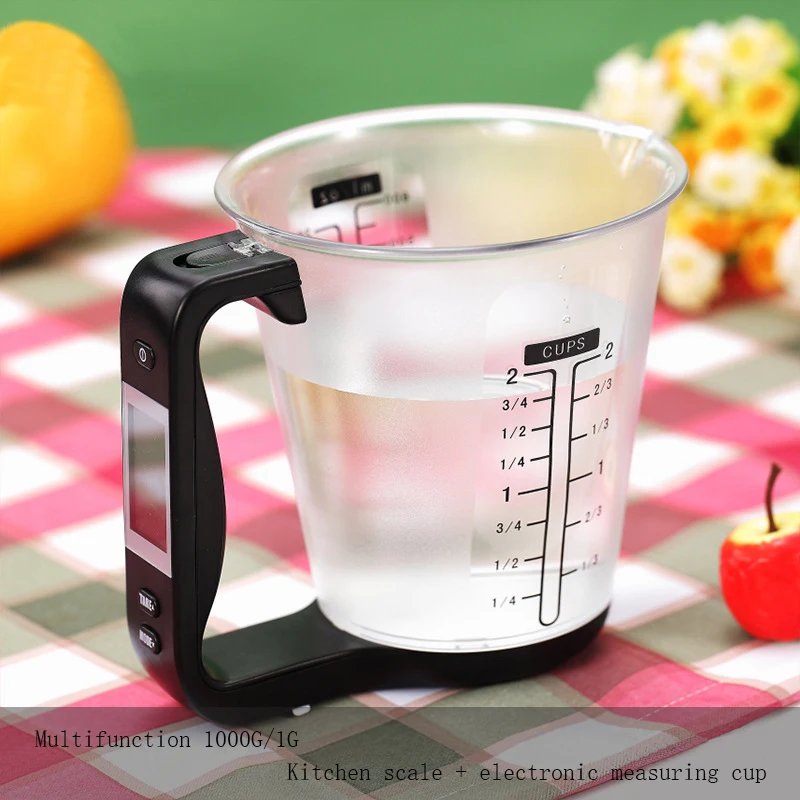 Mini Analog Kitchen Food Scale with Removable Measuring Cup - 1000g/500mL  Capacity