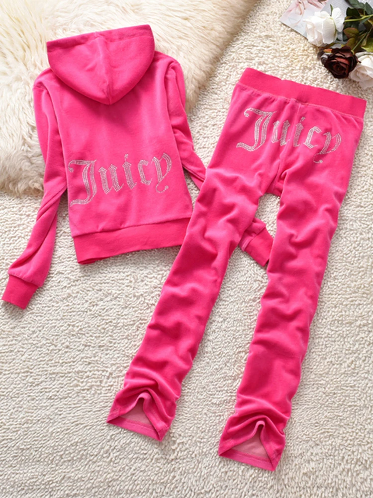 YICIYA Juicy Tracksuit Spring/Fall 2022 Women's Brand Velour Tracksuit Suit Women Velvet Zipper Sweatshirt And Pants Fat Sister