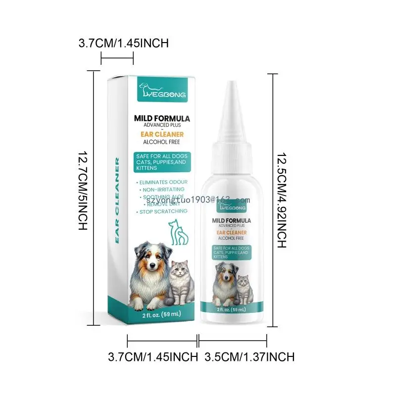 2oz Natural Pet Ear Drop Prevents Itching and Ear Odors Earmites Cleanser Liquid