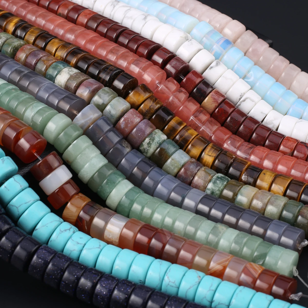 

Natural Stone Loose Beads Section Round India Agate Rose Quartz Beads for Making Jewerly Necklace Bracelet Accessories 6x12mm