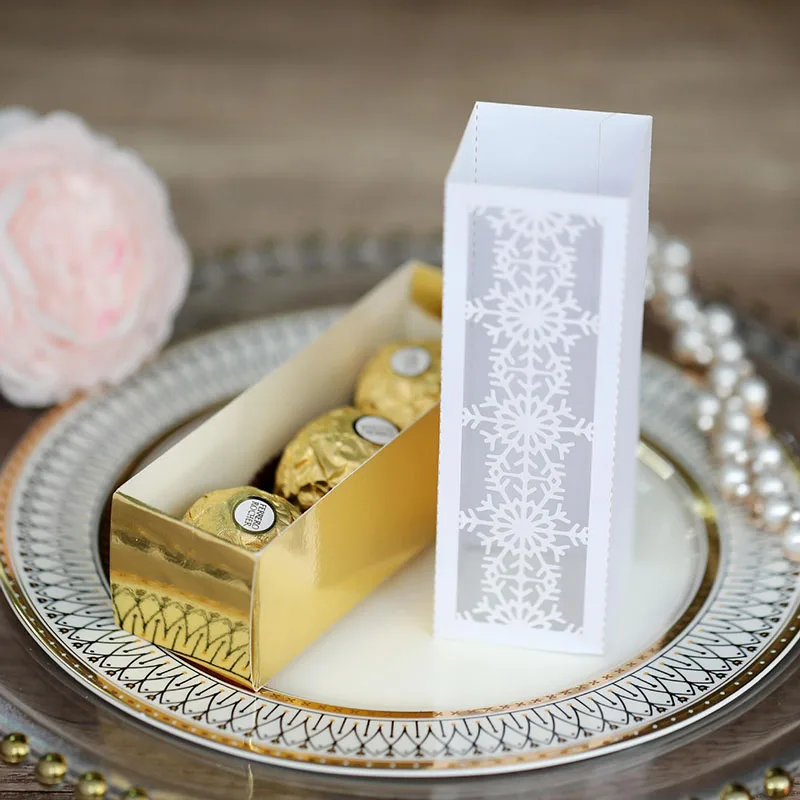50Pcs Laser Cut Christmas Snowflake Packaging Gift Boxes, Drawer Style Candy Chocolate ... - SKU CPGB2143 - UGI Packaging
