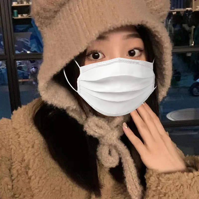 1PC Bear Wool Knitted Earflap Fur Winter Hat