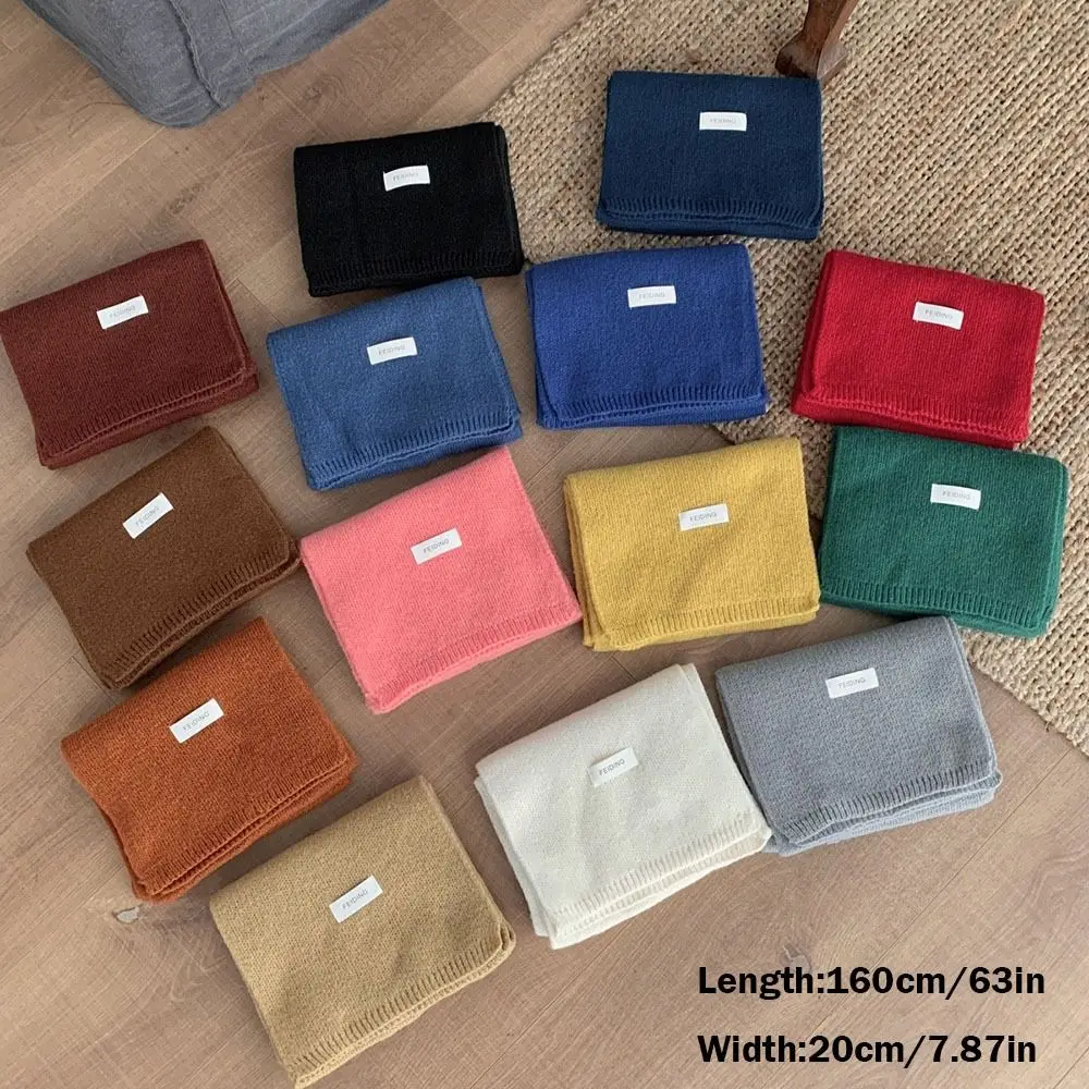 Winter Warm Solid Color Cross Scarf Women Girls Woolen Knit Scarf New Thicken Neckerchief Neck Scarf Fake Collar Neck Warmer
