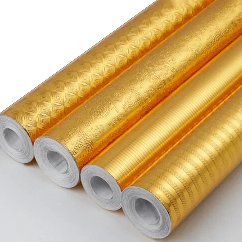 60*100CM CleanPVC Wall Sticker Kitchen Greaseproof Self Adhesie Stickers Aluminum Foil Golden Proof Silver Stickers Waterproof
