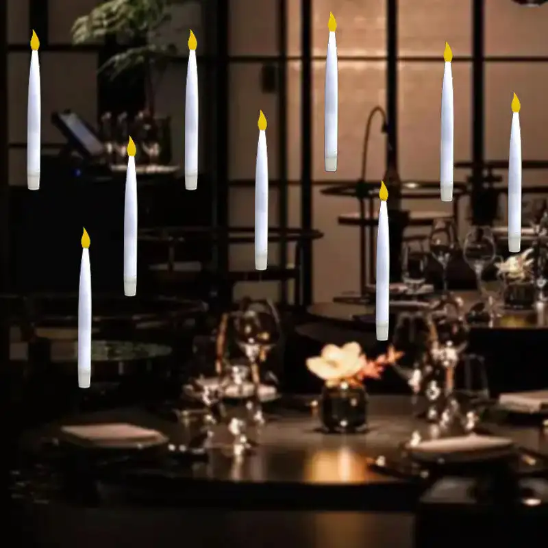 12/20Pcs Harry Burning Candles Potter Magic Flameless Floating Candles with Wand Remote Operated LED Flickering Hanging Candle