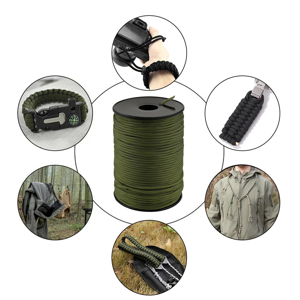 100M 표준 5코어 파라코드 로프 3mm 직경 아웃도어 낙하산 줄 생존 우산 텐트 끈 스트랩