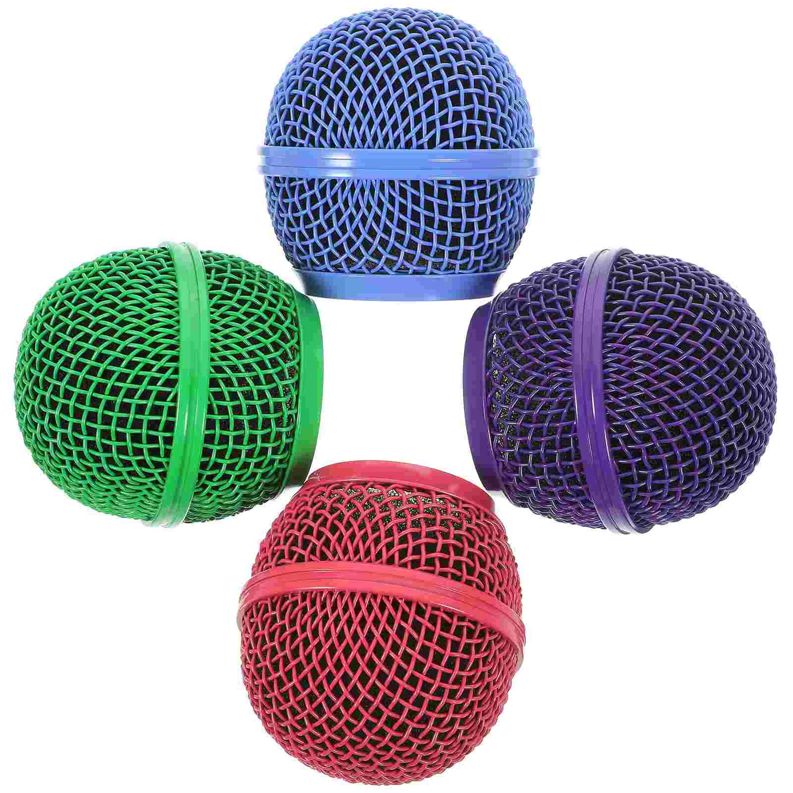 

4 Pcs Microphone Grille Mesh Head Wireless Ball Replacement Metal Cordless Parts Cover