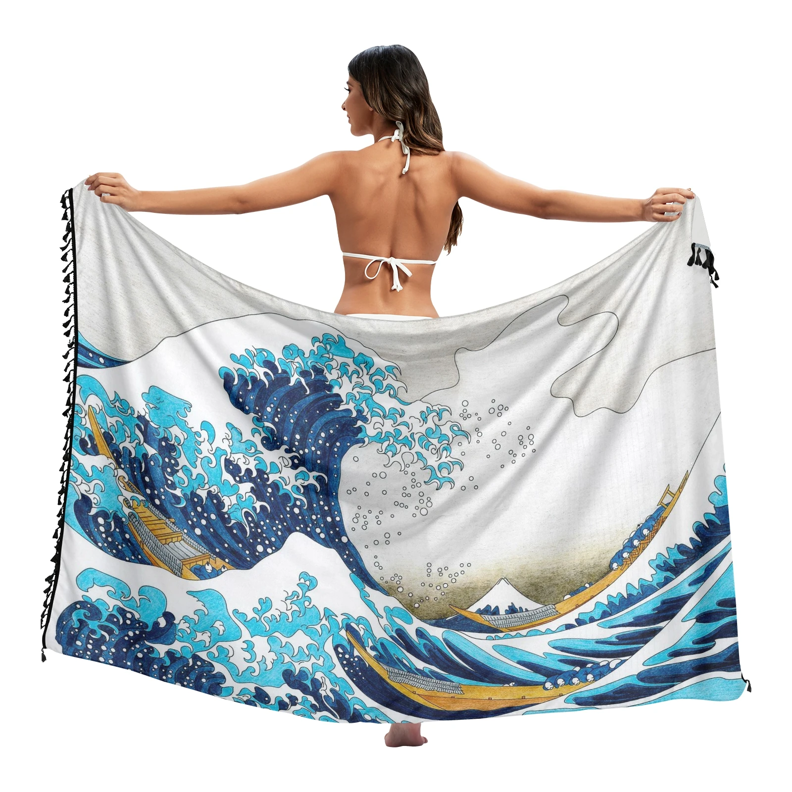 bikini cover up pants Van Gogh oil painting Twill cotton Pareo Beach Cover-Ups Women  Beach Dress Bikini Bathing Swimwear Cover Up snow Sarong Scarf swim suit coverups Cover-Ups