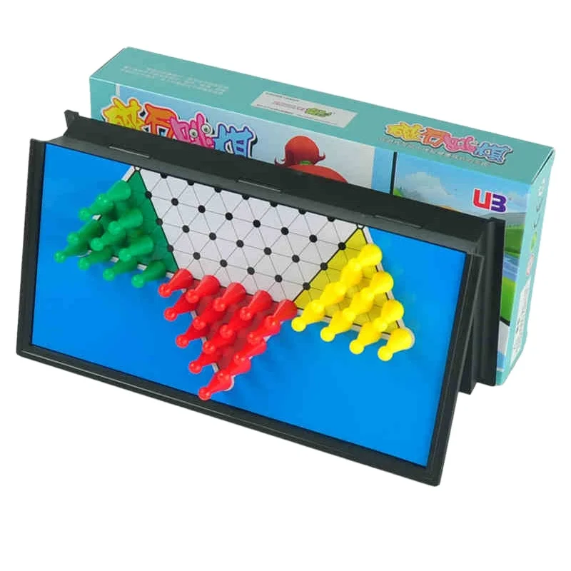 Stern-Halma Checkers Game Big Size Boutique Hexagonal Checkers 6 color portable folded Chinese Puzzle Educational Toys