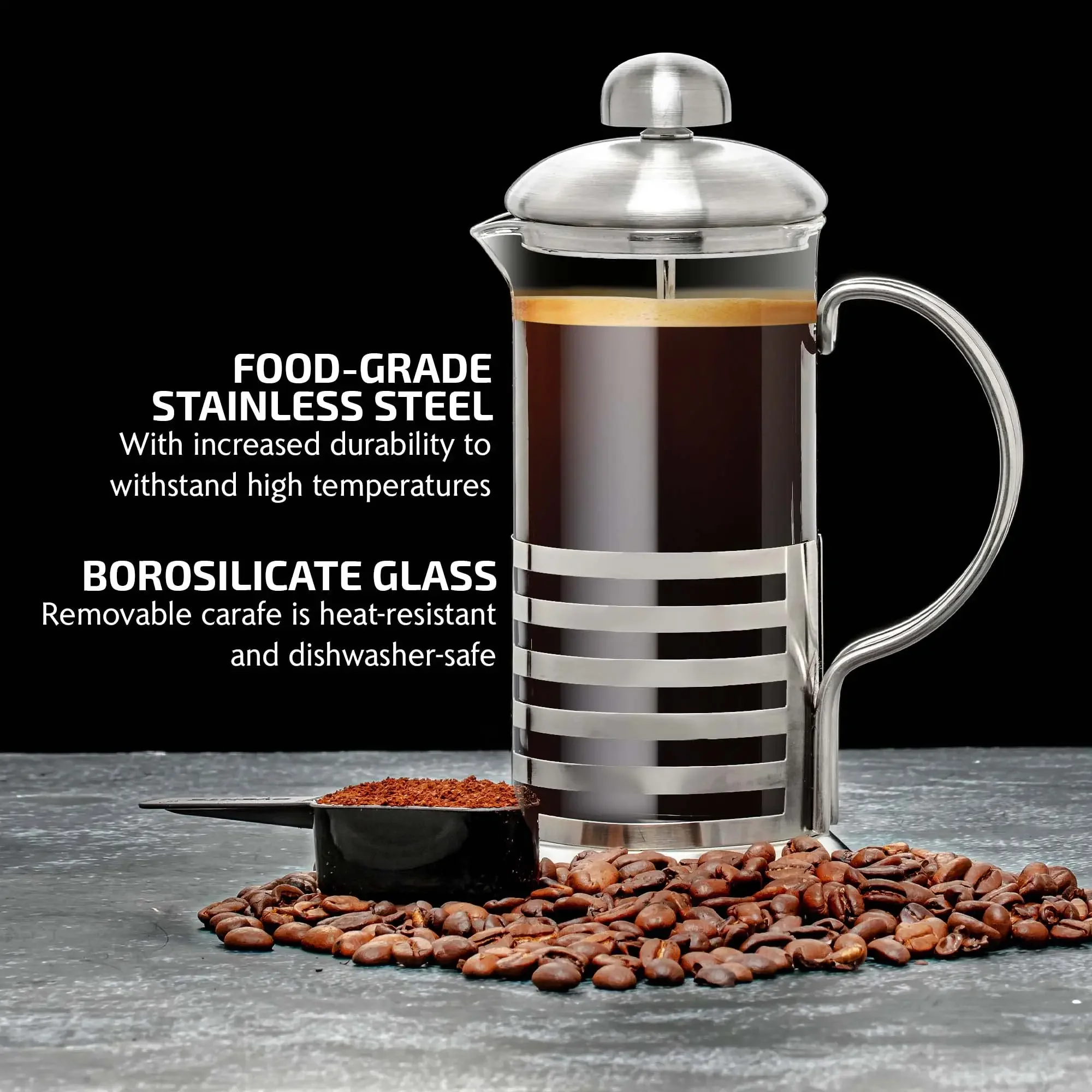 French Press Coffee Maker Stainless Steel Coffee Percolator Durable Heat Resistant Glass Portable Easy Clean Pitcher Teapot espresso coffee maker,coffee maker,espresso maker,french press coffee press,coffee press,iced coffee maker