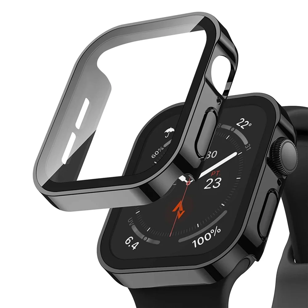 Per Apple Watch Case 44Mm 45Mm Custodia Protettiva Per Schermo In Vetro Temperato Per Iwatch Se 7 6 Se 5 4 40Mm 41Mm Custodia Impermeabile
