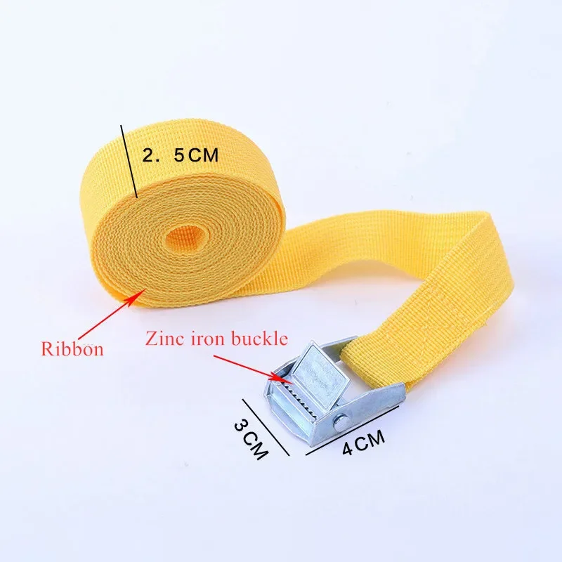 1M/2M/3M/4M/5M Black Buckle Tie-Down Belt Cargo Straps for Car Motorcycle Bike with Metal Buckle Tow Rope Strong Ratchet Belt