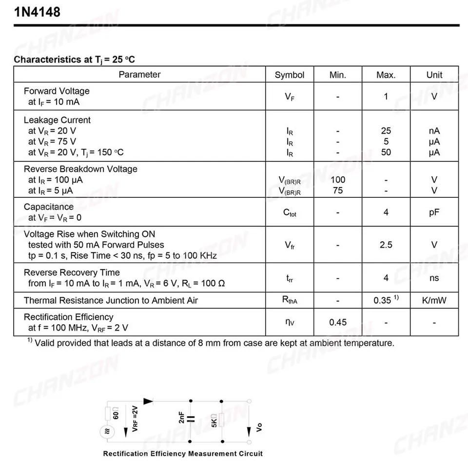 HUABAN 1N914 Dioden 100 Stück - Fast Switching Diodes 200mA 100V DO-35
