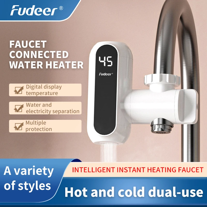 

Fudeer 220V Electric Instant Water Heater Faucets for Kitchen Outdoor Home Hot and Cold Water Tap Demand Water heating 3000W