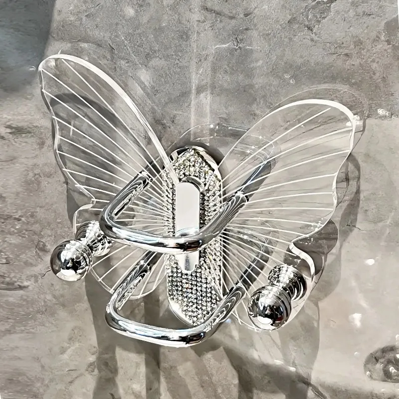 Light Luxury Butterfly Comb Storage Shelf Punch-free Acrylic Hook Wall Hanging Hair Band Hair Ring Storage Hook Towel Key Hooks
