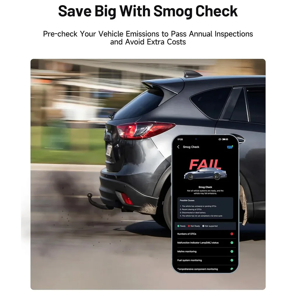 Automotive Diagnostic Scanner TOPDON CarPal OBD2 Code Reader Scanner Car Health Check Smog Check Battery Test Full System Scan 6 Reset Services