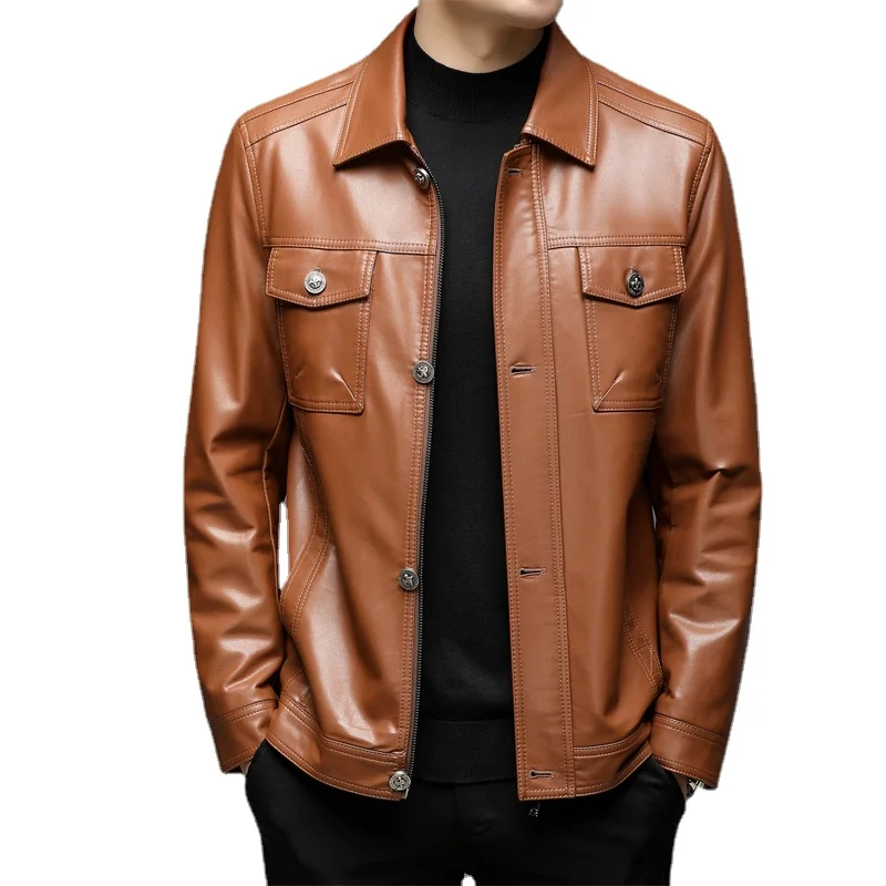 

2023 Autumn and Winter Men's Leather Jackets PU Fashion Locomotive Jackets Slim Leather Men's High-quality Casual Jackets S-3XL