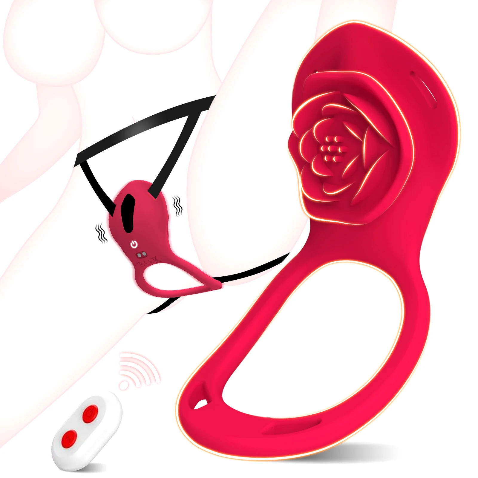 Couple's Rose App-Controlled Wearable Vibrator Adult Toy for Couples Panties Clitoral Stimulator Vibrating Cock Ring