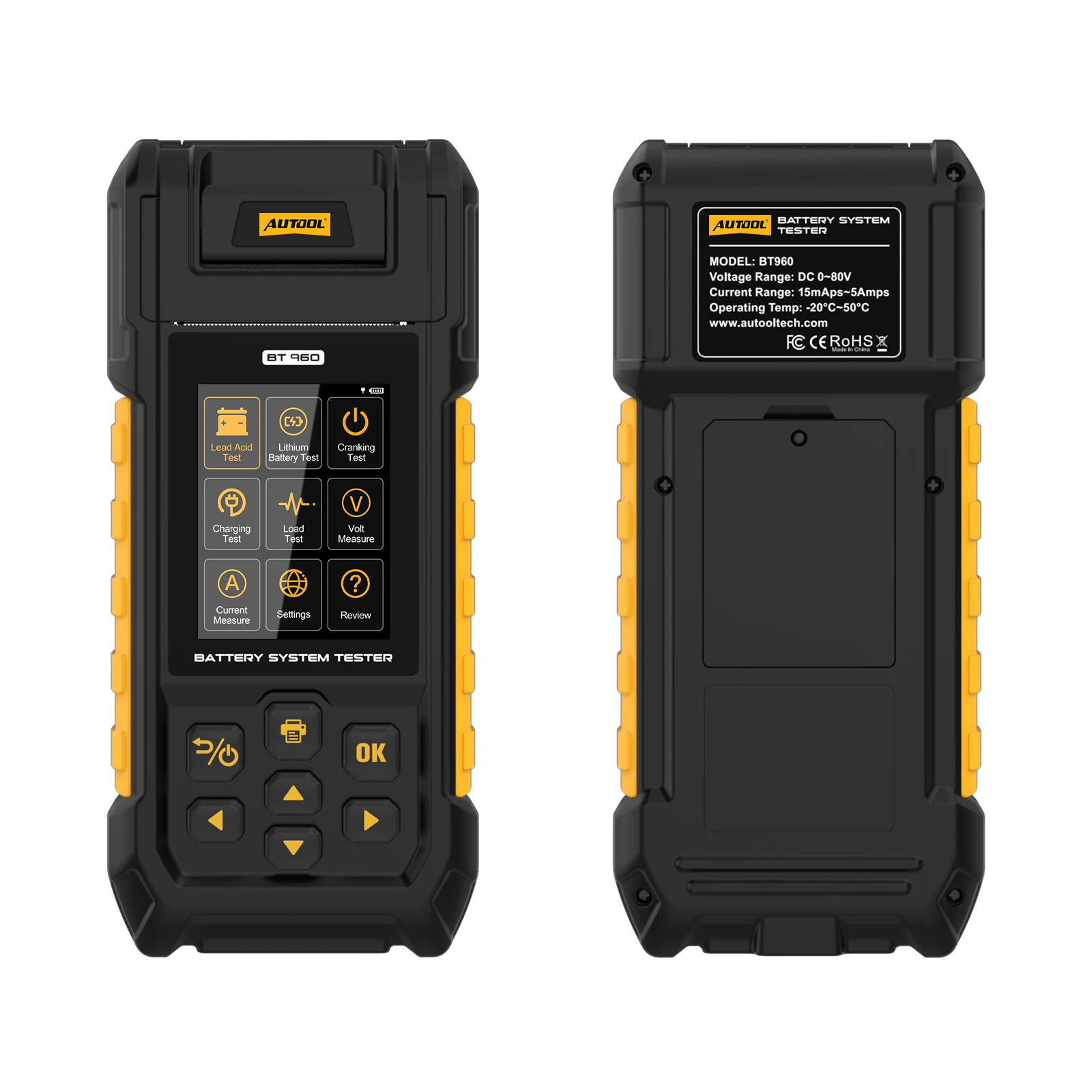 AUTOOL BT960 리튬 LFP 리튬이온 CCA DIN 0-80V 0-10A 용량 80V 12V 전기 자전거 미니 자동 배터리 테스터
