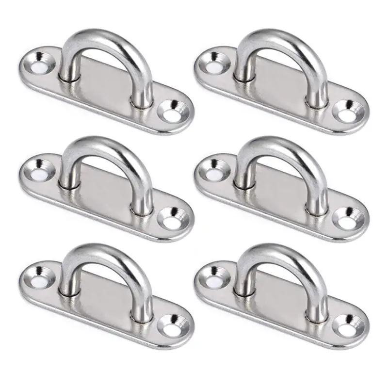 

6Pcs Anti-rust Stainless Steel Fixing Buckle Hook 5mm Metal Eye Plate Oblong Pad