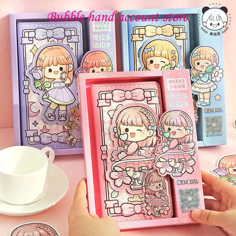 Telado magnetic buckle notebookhand ledger notebook cute diary  grid notebook 60 sheets pack stars moon forest theme cute memo pad stickers decal sticky notes scrapbooking diy kawaii notepad diary