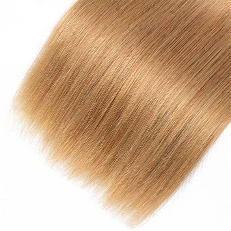 12-26 Inch Gold Straight Human Hair Bundles Double Weft Brazilian Virgin Remy Hair Extensions Weave Color 27 100G/PC human hair extensions