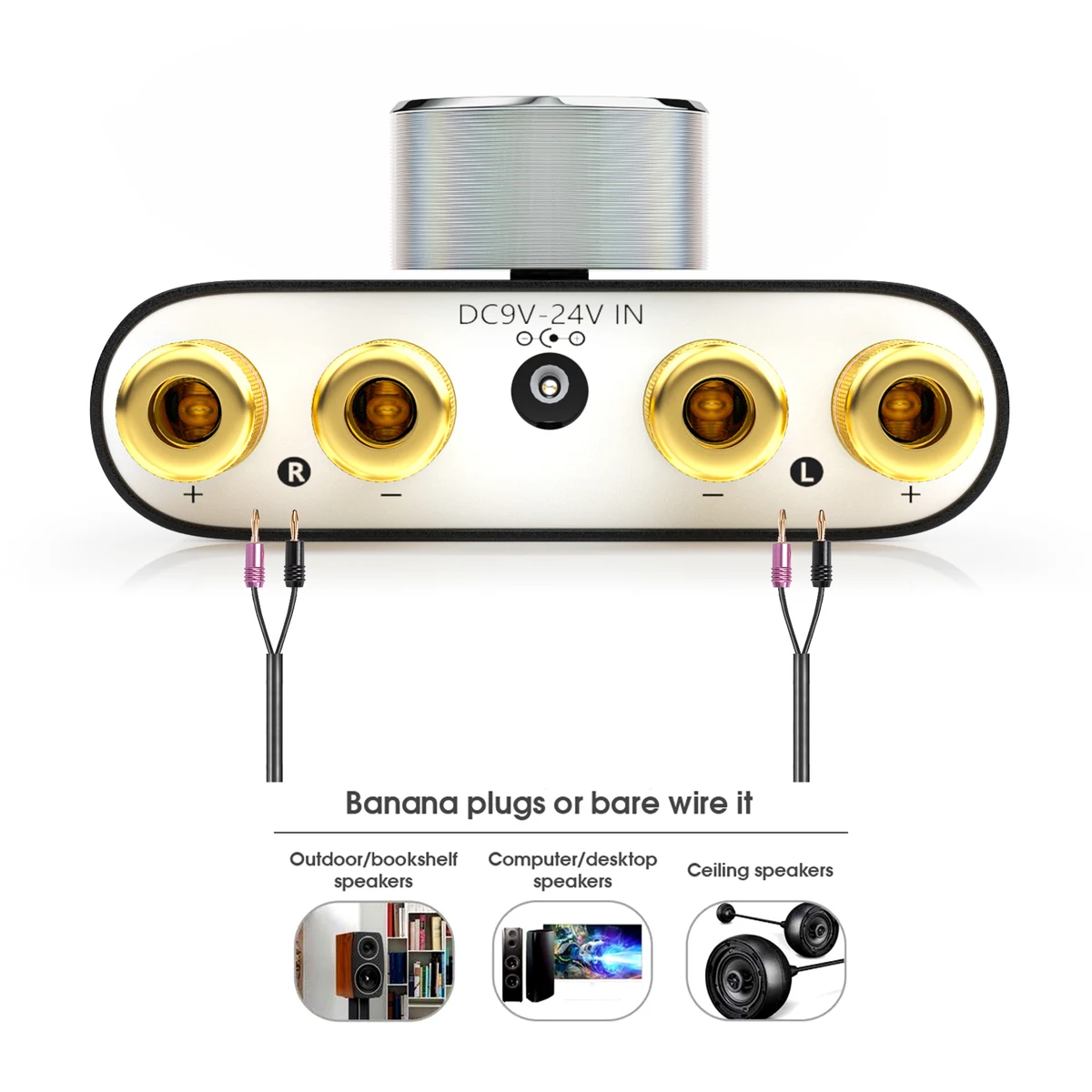 Douk Audio HiFi Bluetooth 5.0 Power Amplifier Mini TPA3116 Digital Class D Desk Stereo Audio Amp for Home Car 50W + 50W — view 3