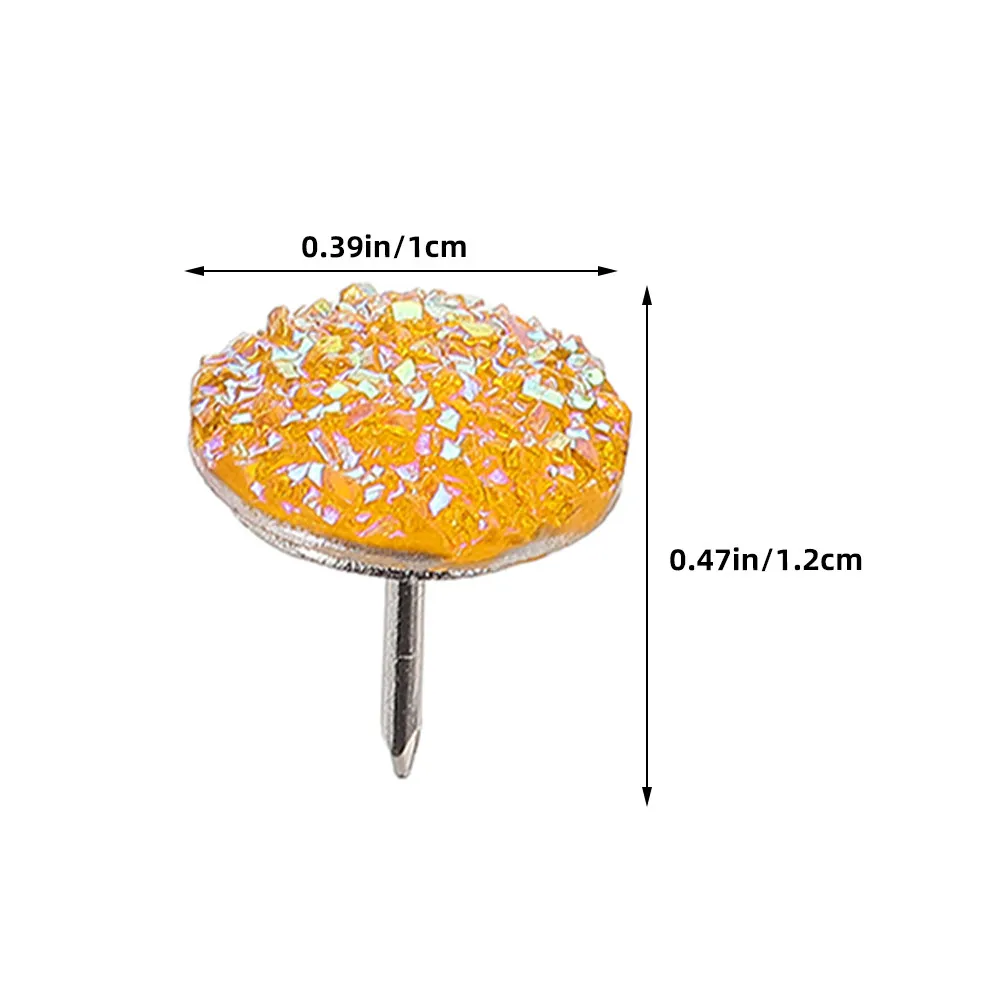 50개입 라인스톤 레진 푸시핀, 반짝이 장 핀, 코르크보드, 게시판, 벽 사진, 사무용품