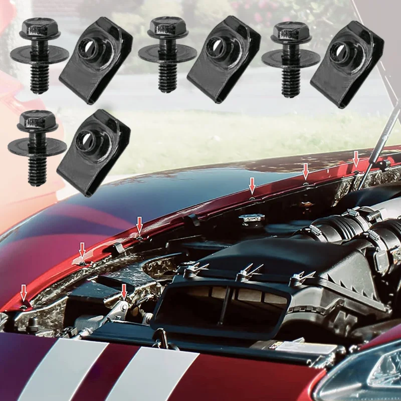Kit Di 35 Clip E Bulloni Per Sottoscocca E Paraspruzzi - Dadi A U, Bulloni Con Rondella E Clip In Plastica Per Auto (Compatibile Con Infiniti E Nissan) - 3