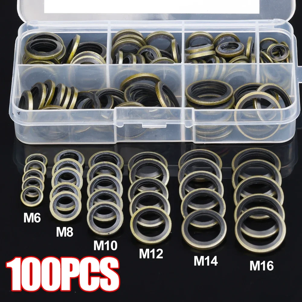 M6-M16 Sump Plug Gasket Car Oil Drain Screw Combined Sealing Washer Bonded Seal Gasket Oil Resistant O Ring Combination