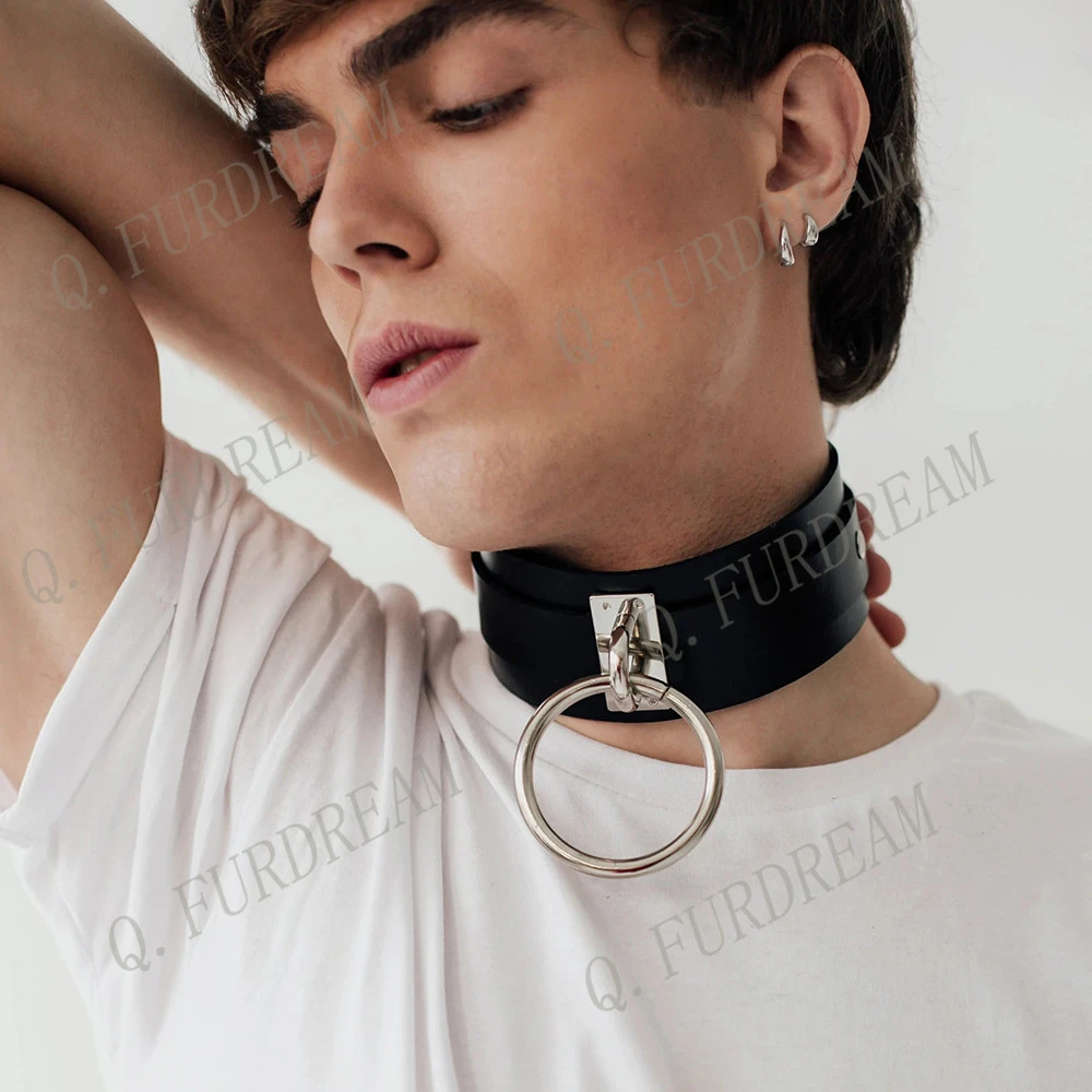 Black Slave Collar With A Big Ring Bondage Restraints Man Pu Leather Collar O Ring Choker Necklace sm Harness Necklace Aliexpress