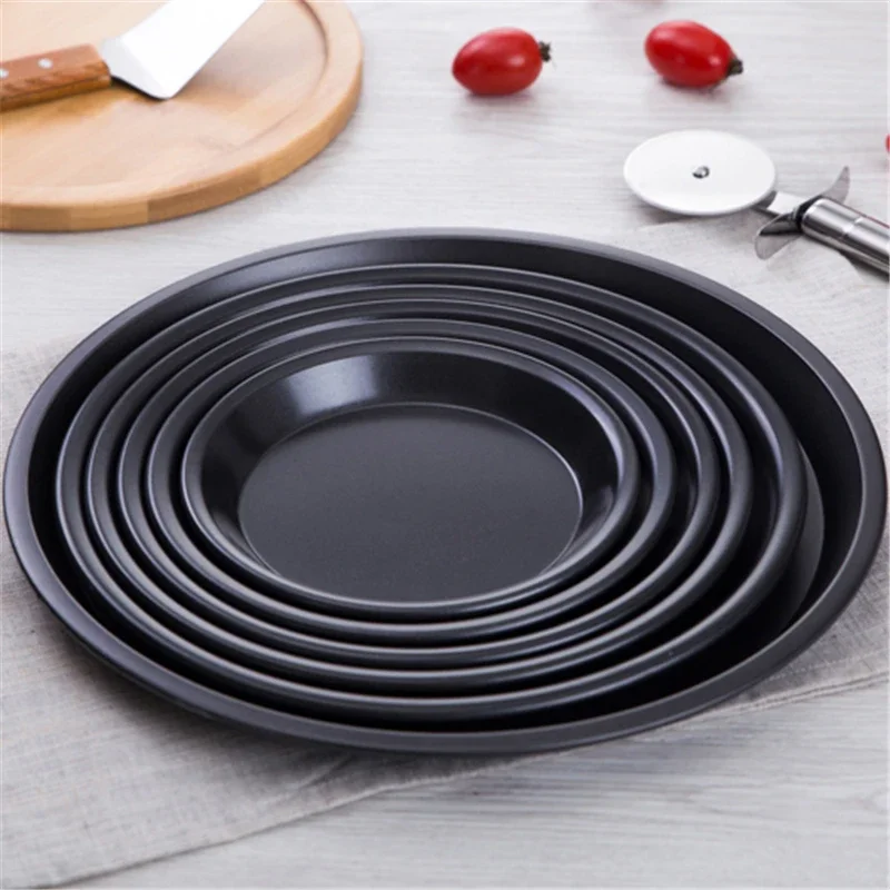 Premium Non-Stick Pizza Pan Bakeware 6 to 12inch Carbon Steel Pizza Plate Round Deep Dish Pan Tray Mold Mould Baking Tools pizza bakeware