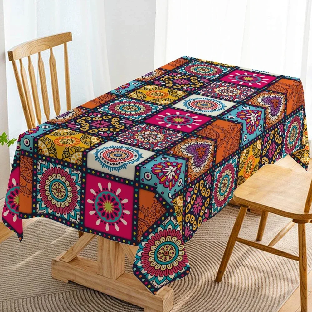Tablecloth 1PCS Coffee Table Square Round Table Waterproof Non-Wash Tablecloth Dining Table Geometric Polyester Table Decoration 2