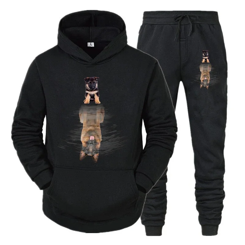 thumbnail image 1 of Chándal para hombre con estampado divertido de perro, ropa deportiva para correr, sudadera con capucha y pantalón de moda, conjunto de 2 piezas para amantes de los perros y animales, conjunto deportiv, 1 of 4