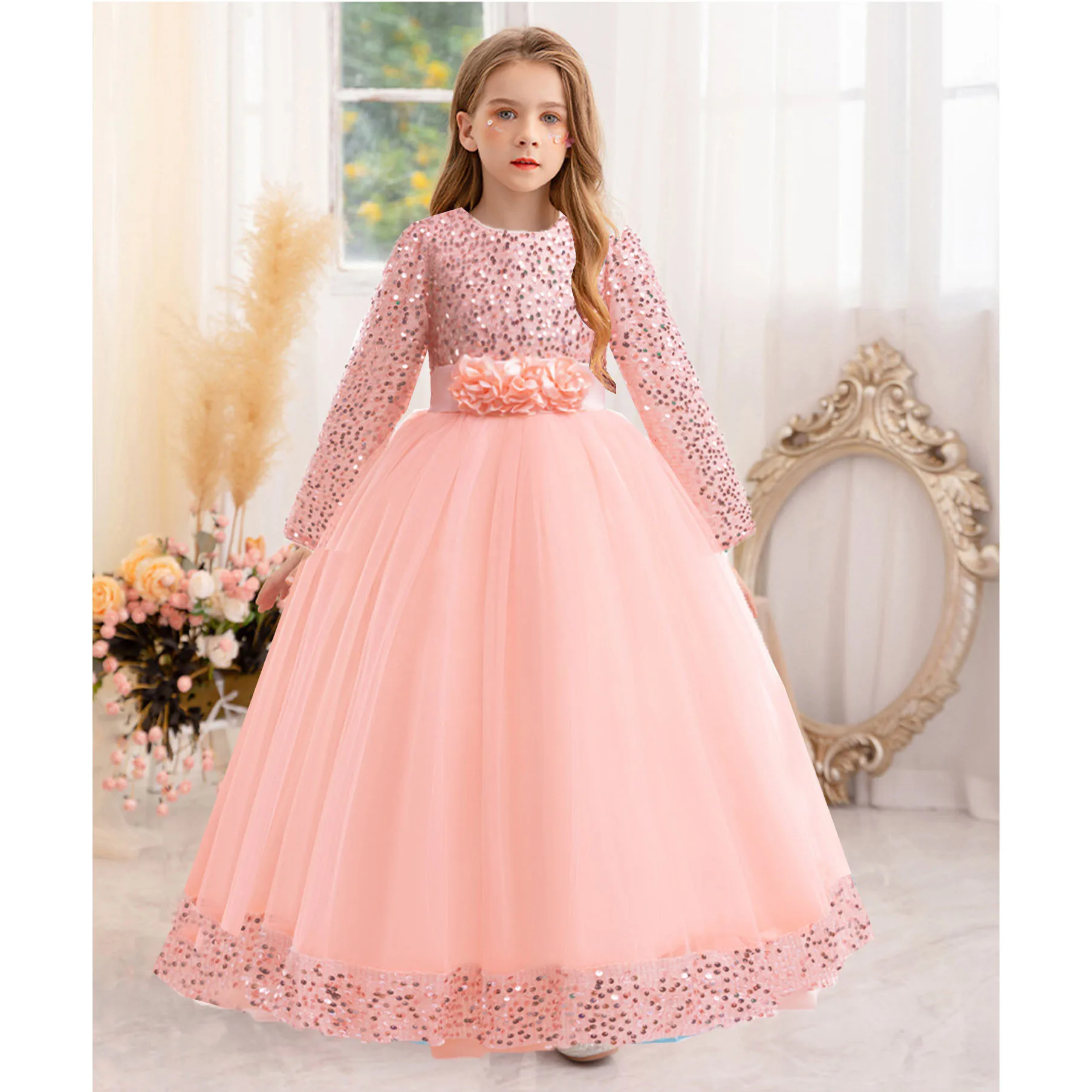 Prinsessenjurk voor meisjes, bloemenmeisjesjurk, feestjurk, kinderen