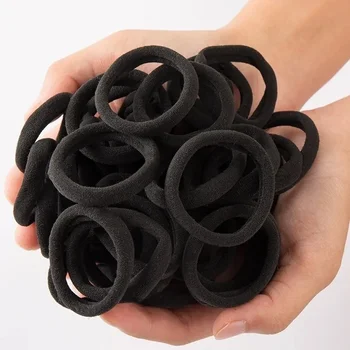 10/100pcs Black Basic Hair Bands Women Girls Simple High Elastic Rubber Ropes Scrunchies Headband Ties Ponytail Holders 2-5cm 2