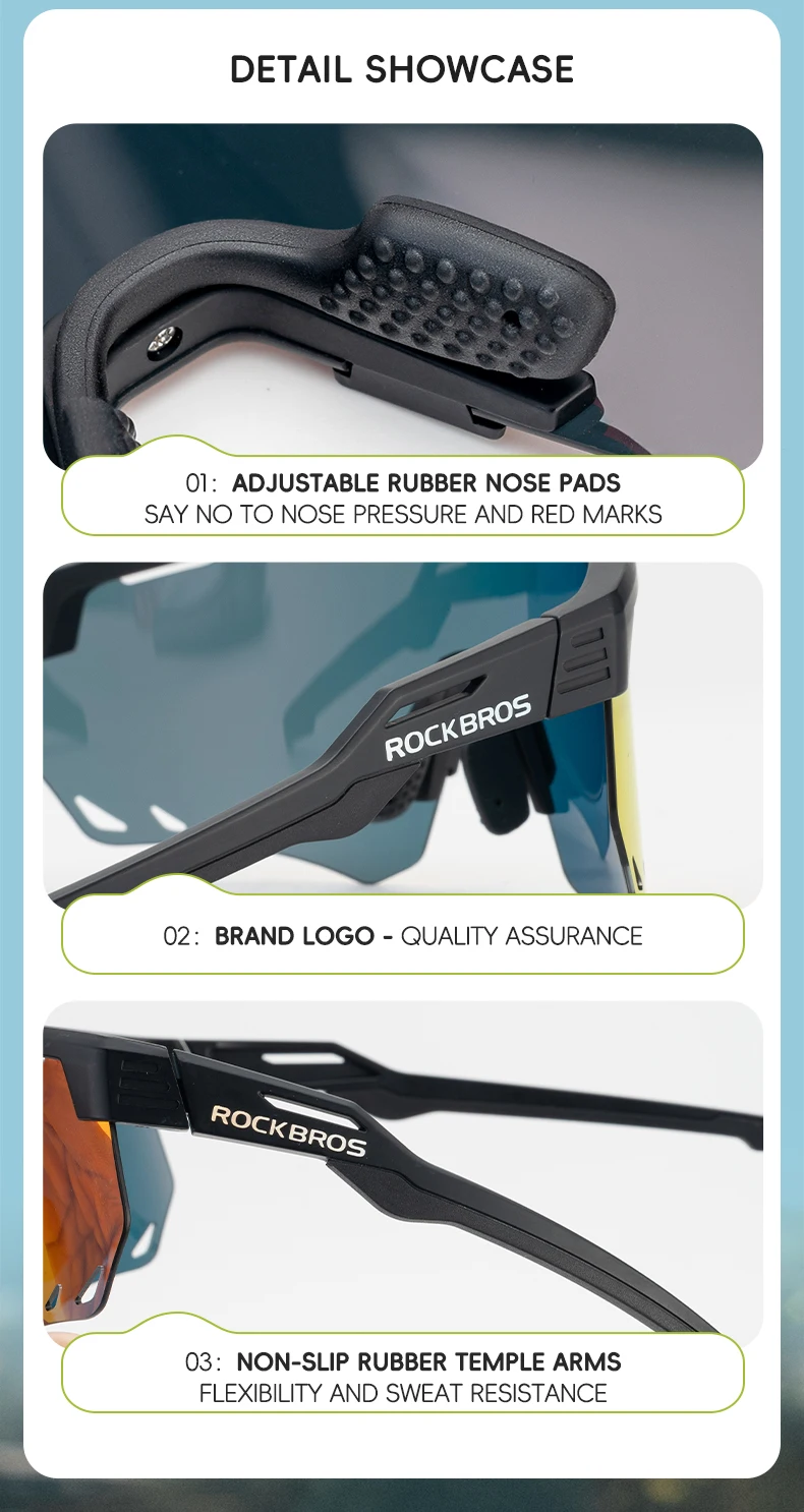 Rockbros Fahrrad brille MTB Rennrad Brillen fahren Golf brille Schutz Sport UV400 Sonnenbrille polarisiert/photo chrom – Detail 16