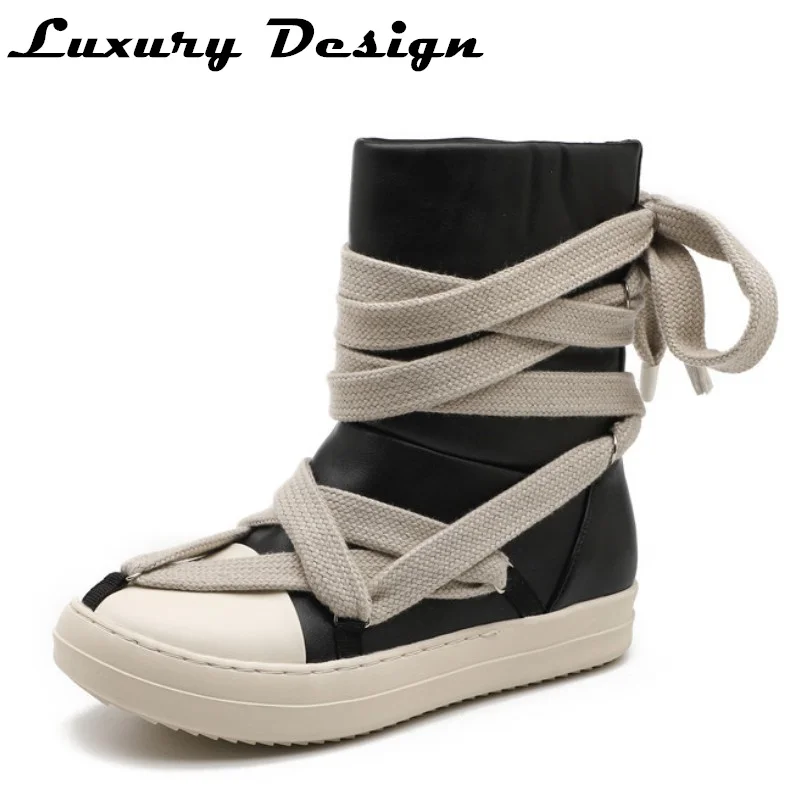 WomenandMenHightopKnightBootsThickShoeLaceCasualShoesUnisex