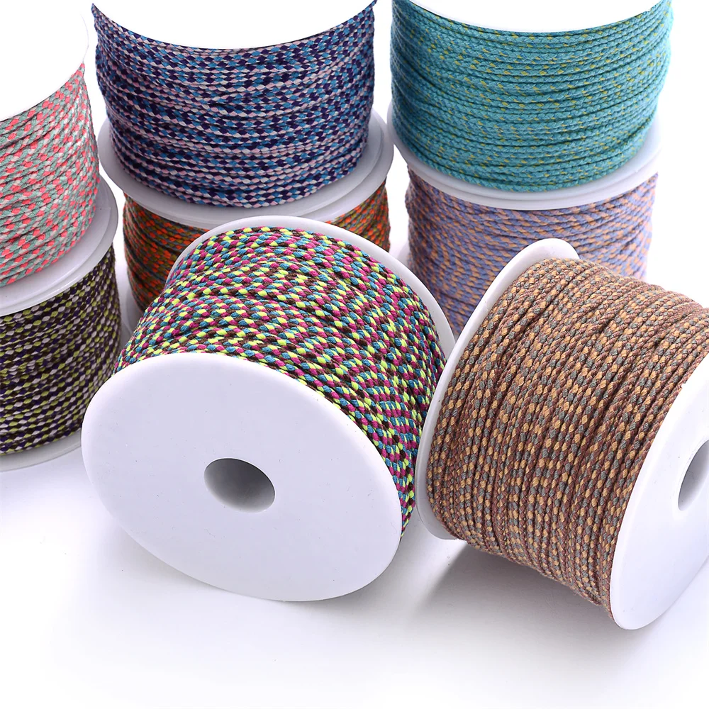 2mm 10M dreifarbige viersträngige geflochtene Baumwolle gewebtes Seil Twist Schmuck Linie DIY Hand Seil Lanyard Halskette Hängeschnur – Detail 3