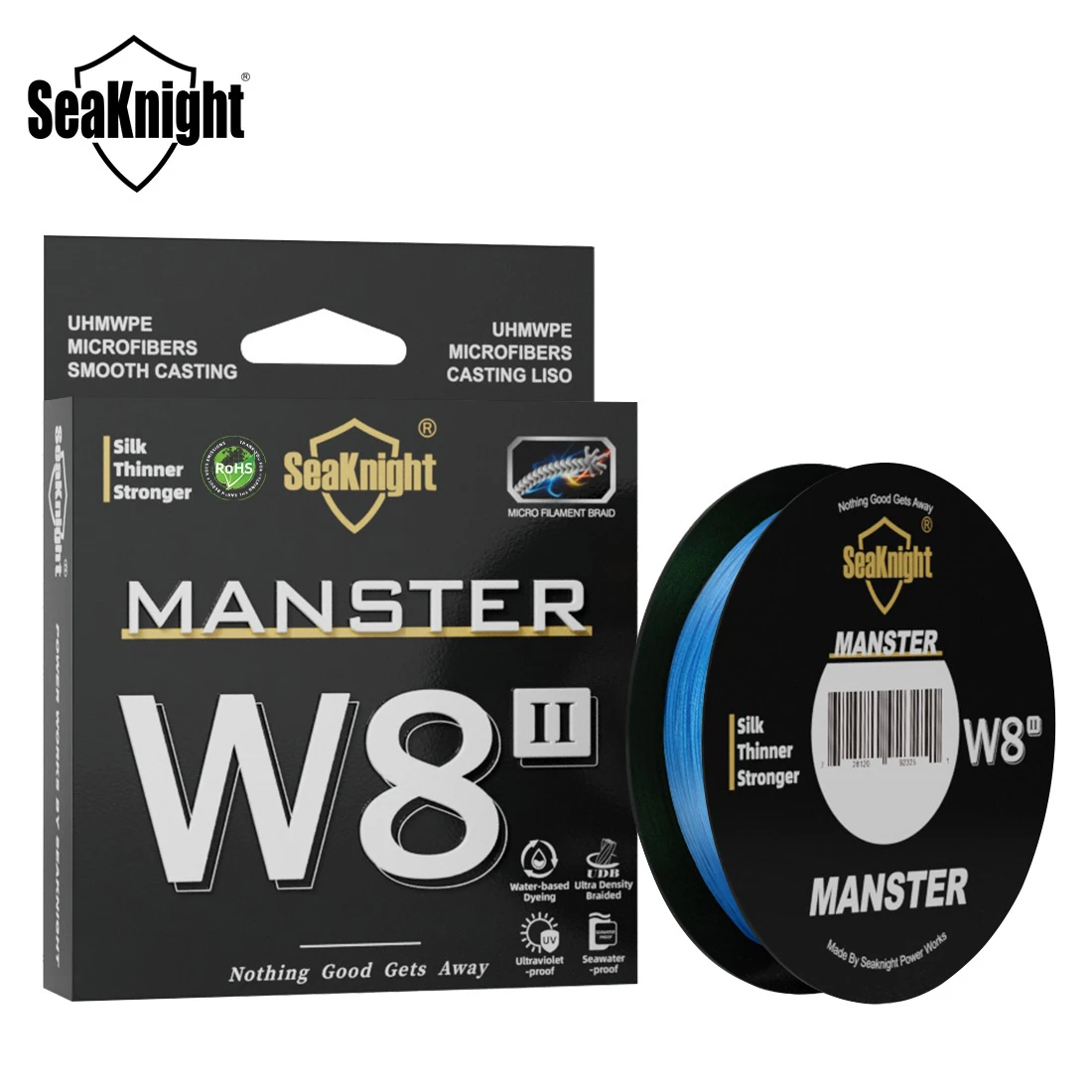 Fil pêche mer SeaKnight W8 II 300m PE 8 tresses - Revêtement silicone résine amélioré pêche eau salée