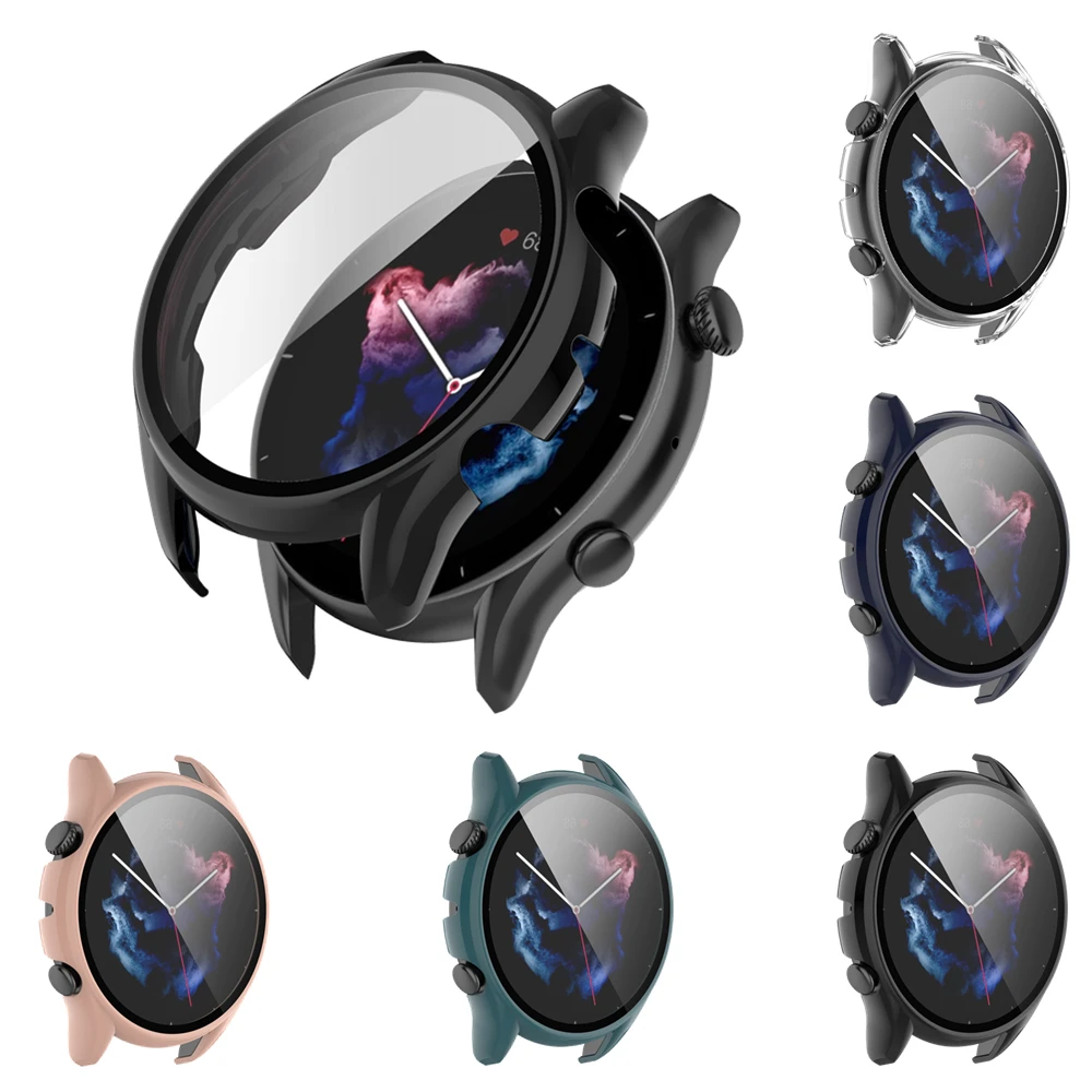 Funda protectora para Amazfit GTR 3 Pro GTR3 con funda protectora de pantalla de vidrio templado para reloj inteligente Amazfit GTR 3
