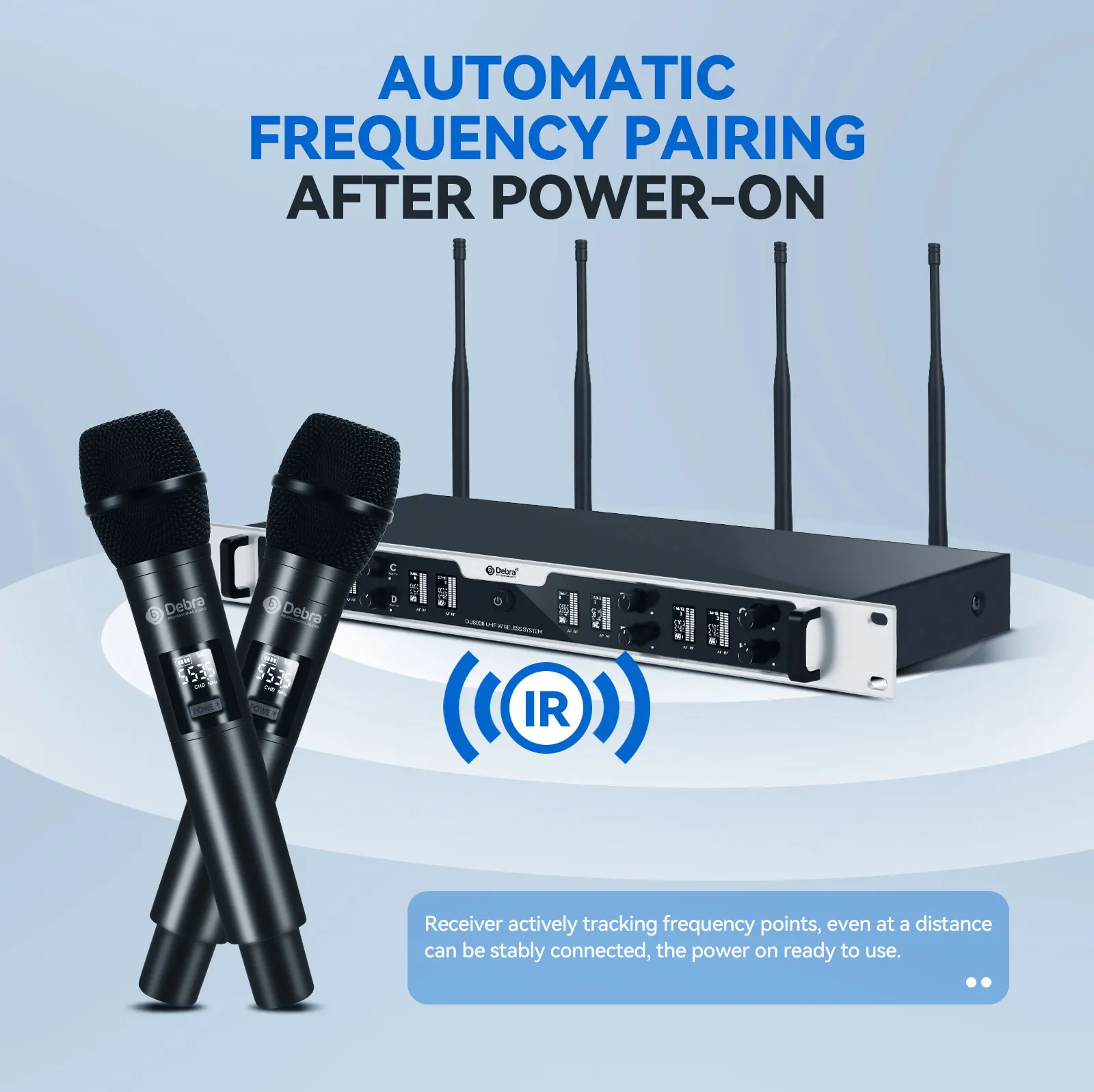 Debra DU8008 8-Channel Wireless Handheld Microphone System Handheld, Lavalier, a