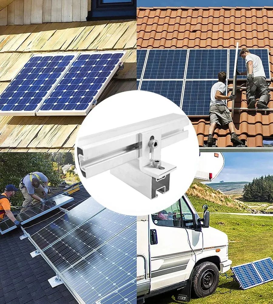 Solar Panel Mounting Set Solar Panel Aluminum Mounting L Brackets 90 Degree Photovoltaic Bracket Roof Mount Solar PV Rail Interconnects Mount For Fixed